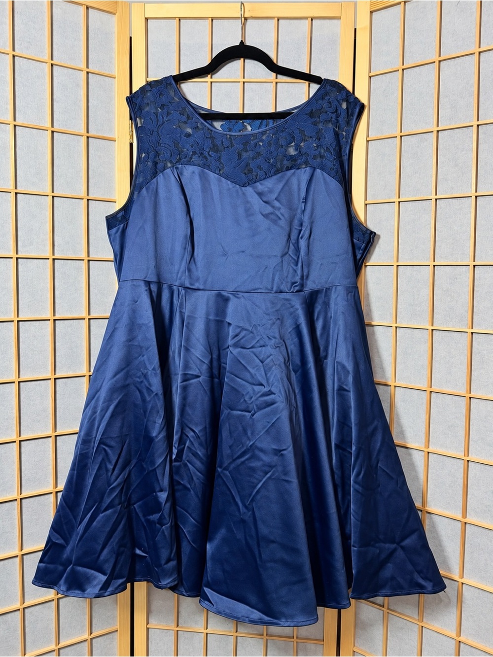 Torrid Navy Blue Satin Lace Fit & Flare Dress Size 22